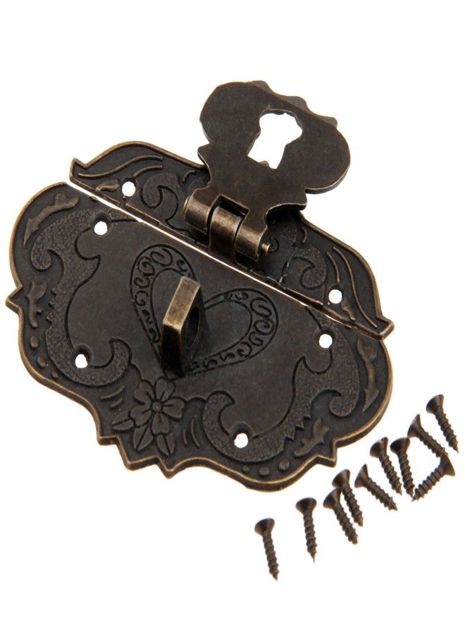 Dophee 1Pc 3"x2.24" Antique Embossing Decorative Brass Hasp Clasp Latch Lock with Screws for European Style Jewelry Trinket Box Decoration - Image 4